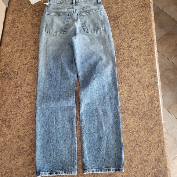 KHAITE Abigail Straight-Leg Jeans High Waist Cropped Blue Size 26 - Picture 4 of 11